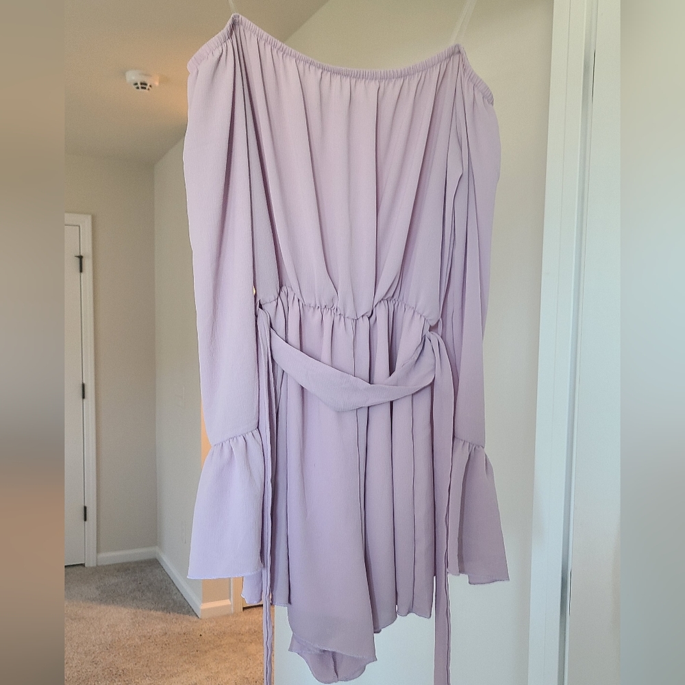 Fashion Nova Lavender Off-Shoulder Romper